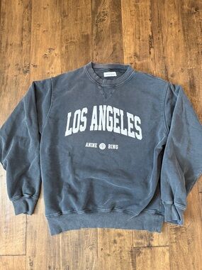 Anine Bing Slate Gray 'Los Angeles' Graphic Crewneck Sweatshirt